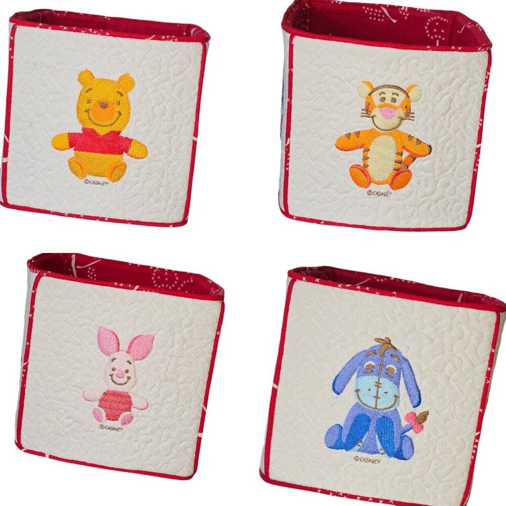 Disney Winnie Pooh And Friends Tissue Box Cover Square Embroidered Handstitched